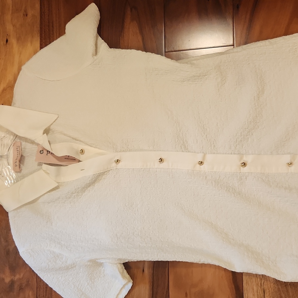 New with tag, White Button-Up Top